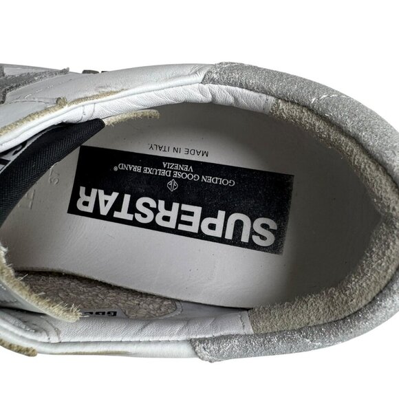GOLDEN GOOSE superstar white leather silver trim Womens Sneakers size 37 7 - Picture 13 of 16